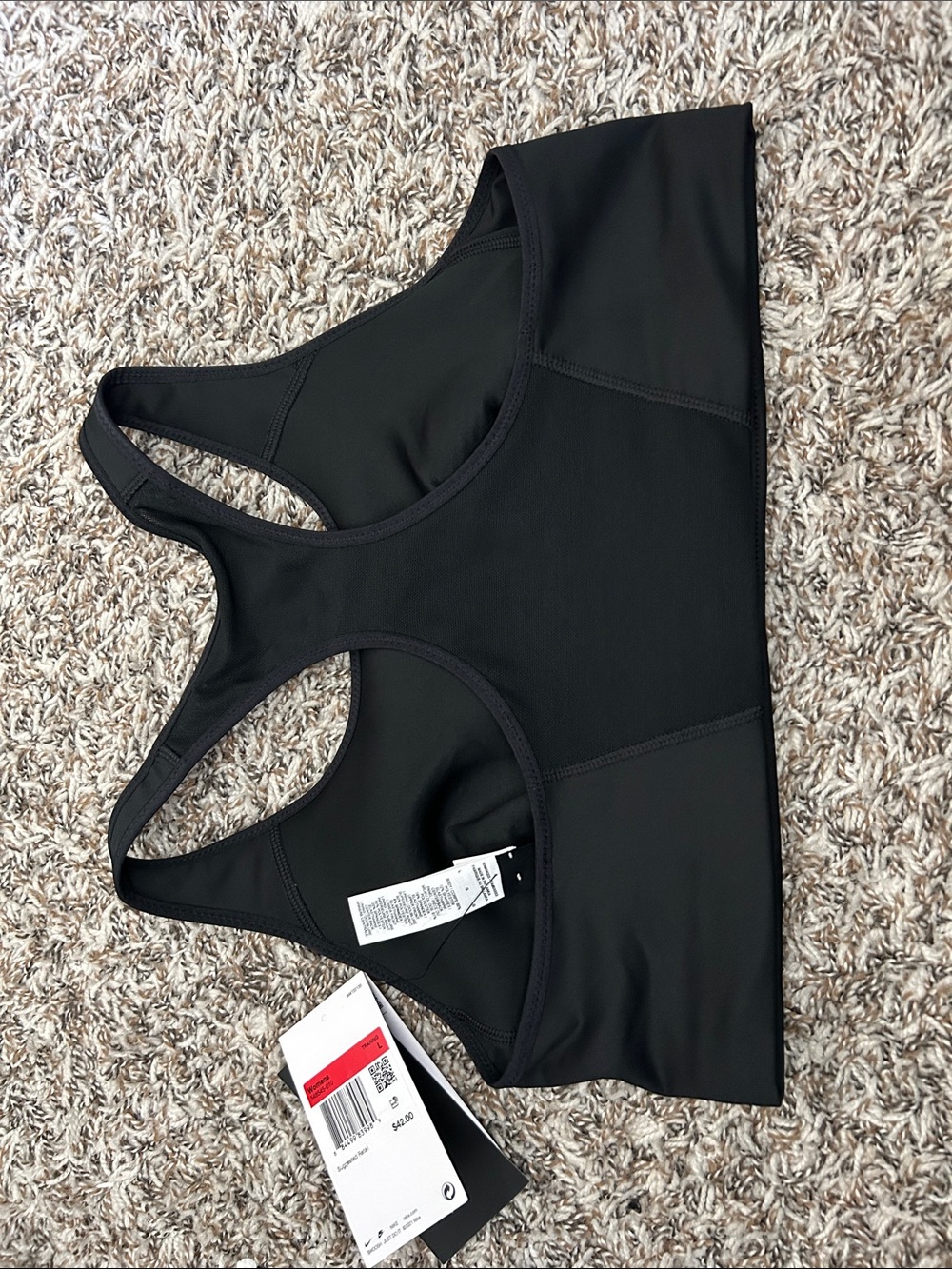 Nike Black Racerback Sports Bra with White Swoosh - Picture 6 of 8
